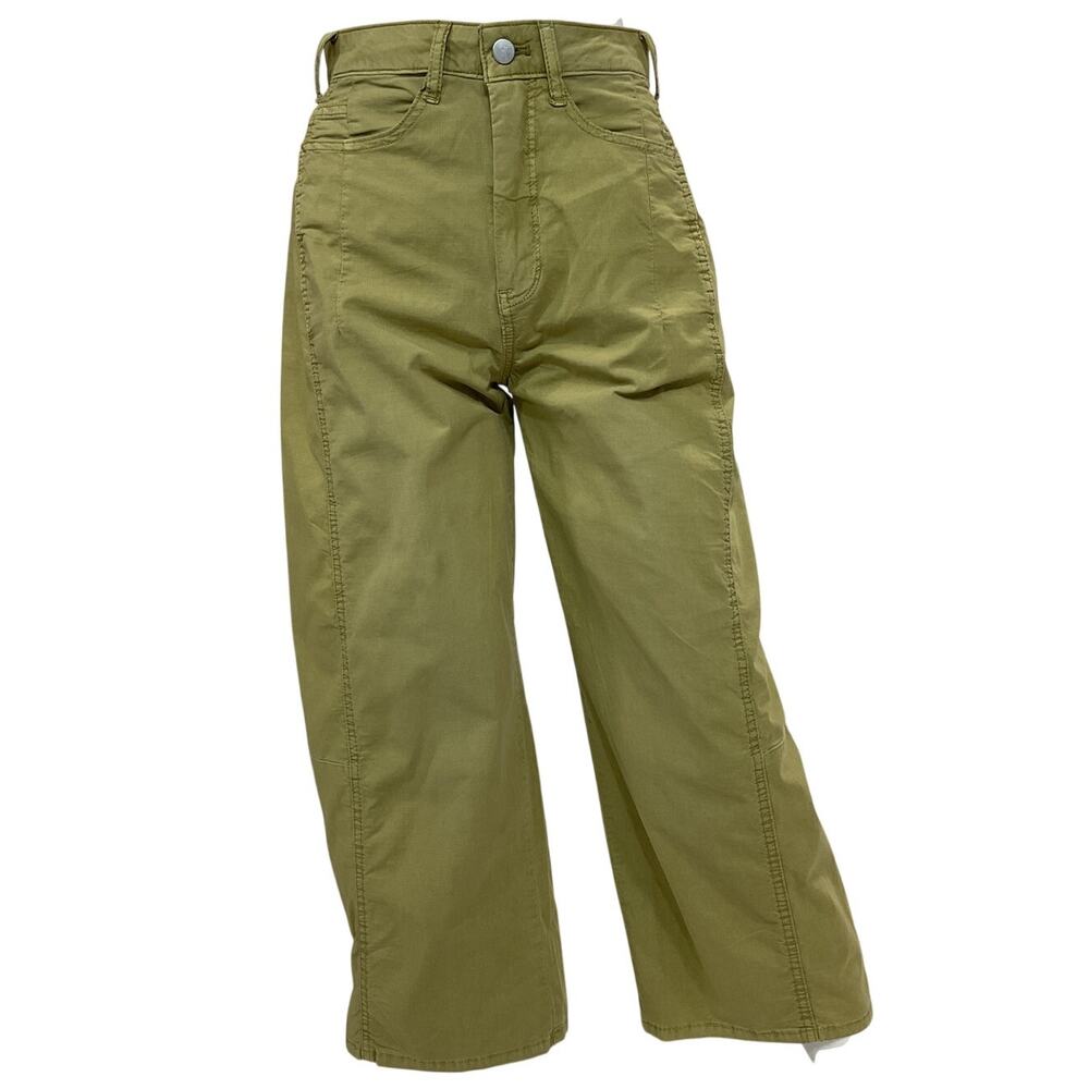 Anthropologie Mid-Rise Olive Green Pilcro Heritage Curve Barrel Pants Size 24